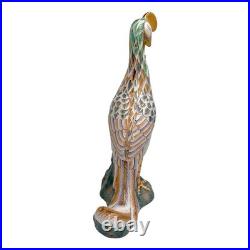 Vintage Asian Ceramic Phoenix Bird Statue 17 Hand Painted Pastel Gold Accents