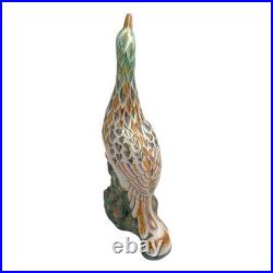 Vintage Asian Ceramic Phoenix Bird Statue 17 Hand Painted Pastel Gold Accents