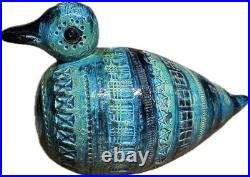 Vintage Bitossi Rimini Blu Ceramic Duck or Bird by Aldo Lonzi About 12 Long