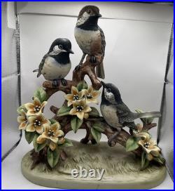 Vintage Black Cap Chickadee Porcelain Bird Figurine Andrea by Sadek 3 Birds