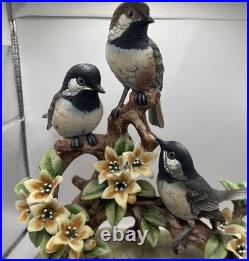 Vintage Black Cap Chickadee Porcelain Bird Figurine Andrea by Sadek 3 Birds
