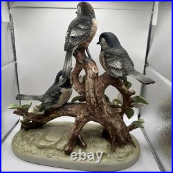 Vintage Black Cap Chickadee Porcelain Bird Figurine Andrea by Sadek 3 Birds