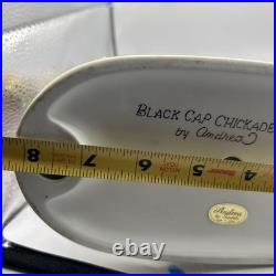 Vintage Black Cap Chickadee Porcelain Bird Figurine Andrea by Sadek 3 Birds