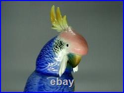 Vintage Blue Cockatoo Parrot Porcelain Figurine Karl Ens Germany 1940-1955 Decor