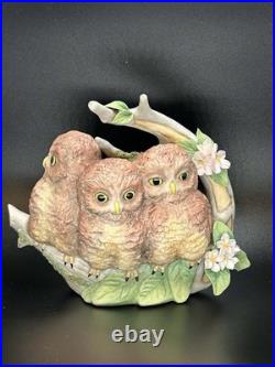 Vintage CYBIS Porcelain Birds Harriet Hank & Hoot Nesting Owls RARE