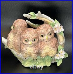 Vintage CYBIS Porcelain Birds Harriet Hank & Hoot Nesting Owls RARE