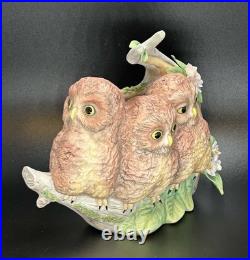 Vintage CYBIS Porcelain Birds Harriet Hank & Hoot Nesting Owls RARE