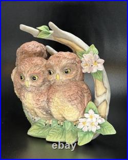 Vintage CYBIS Porcelain Birds Harriet Hank & Hoot Nesting Owls RARE