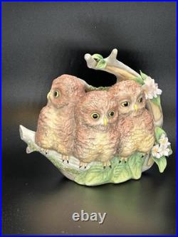 Vintage CYBIS Porcelain Birds Harriet Hank & Hoot Nesting Owls RARE