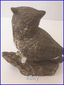 Vintage Ceramic Owl On Perch Figurine Statue Art Collectible Decorative Birds