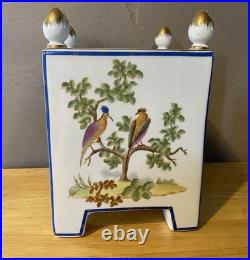 Vintage Chelsea House Cachepot Planter Porcelain Hand Painted Birds