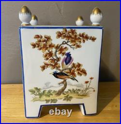Vintage Chelsea House Cachepot Planter Porcelain Hand Painted Birds