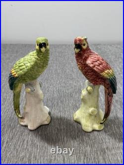 Vintage Chelsea House Hand Painted Parrot Bird 8 Figurines Set 2 Made in Italy