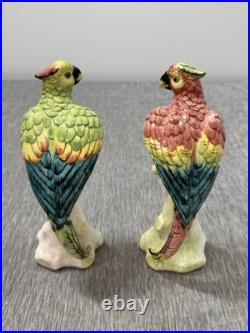 Vintage Chelsea House Hand Painted Parrot Bird 8 Figurines Set 2 Made in Italy