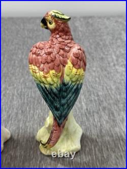 Vintage Chelsea House Hand Painted Parrot Bird 8 Figurines Set 2 Made in Italy