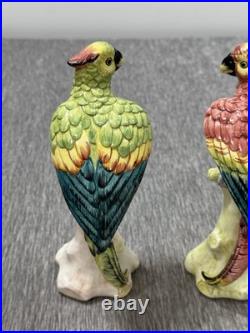 Vintage Chelsea House Hand Painted Parrot Bird 8 Figurines Set 2 Made in Italy