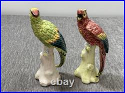 Vintage Chelsea House Hand Painted Parrot Bird 8 Figurines Set 2 Made in Italy