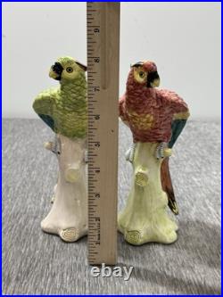 Vintage Chelsea House Hand Painted Parrot Bird 8 Figurines Set 2 Made in Italy