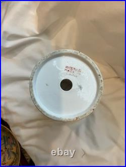 Vintage Chinese Blanc de Chine floral/bird motif hand-painted reticulated vase