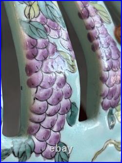 Vintage Chinese Dayazhai Style Porcelain Birdcage Lantern Wisteria 3D Birds