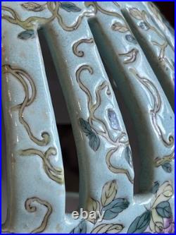 Vintage Chinese Dayazhai Style Porcelain Birdcage Lantern Wisteria 3D Birds
