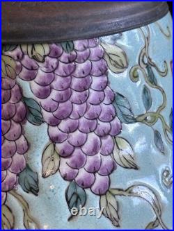 Vintage Chinese Dayazhai Style Porcelain Birdcage Lantern Wisteria 3D Birds