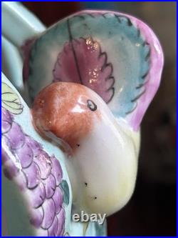 Vintage Chinese Dayazhai Style Porcelain Birdcage Lantern Wisteria 3D Birds