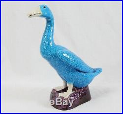 Vintage Chinese Export Large 13 Turquoise Blue Porcelain Duck Figurine Bird