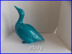 Vintage Chinese Export Turquoise Porcelain Ducks 15 and 11.5 5lbs + each exce