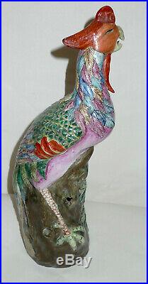 Vintage Chinese Famille Rose Ceramic/Porcelain Phoenix Bird Statue/Figurine