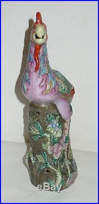 Vintage Chinese Famille Rose Ceramic/Porcelain Phoenix Bird Statue/Figurine