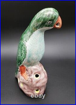 Vintage Chinese Famille Verte Colors Pottery Porcelain Parrot