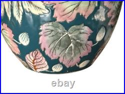 Vintage Chinese Hand-Painted Ginger Jar. Bird & Floral Ceramic Lidded Pot 10H