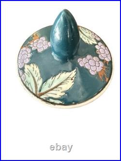 Vintage Chinese Hand-Painted Ginger Jar. Bird & Floral Ceramic Lidded Pot 10H