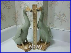 Vintage Chinese Large Pair Porcelain Celadon Ducks Asian Statue Figure Figurines