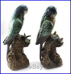 Vintage Chinese PARROTS Shiwan Clay Statue LOVE Porcelain Bird Handmade