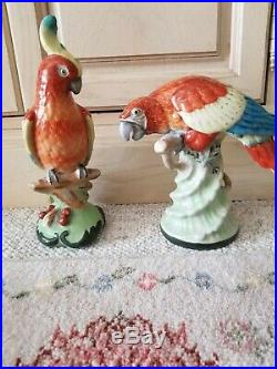 Vintage Chinese Porcelain Amazon Bird Statues Beautiful Glaze & Detail. Perfect