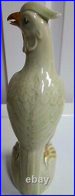 Vintage Chinese Porcelain Celadon Glaze Bird Figurine 10 with Markings on Base