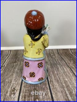 Vintage Chinese Porcelain Figurine Boy in Hat Holding A Bird 10.5 Tall