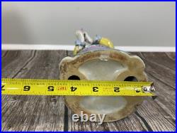 Vintage Chinese Porcelain Figurine Boy in Hat Holding A Bird 10.5 Tall