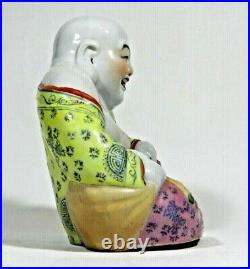 Vintage Chinese Porcelain Laughing Buddha Statue Figure Signed