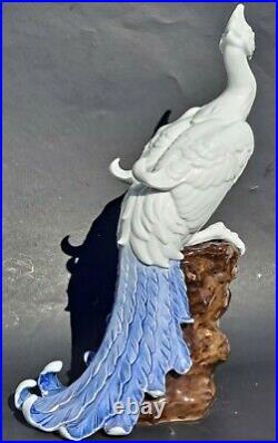 Vintage Chinese Porcelain Phoenix Bird white with blue tail Art deco Statue