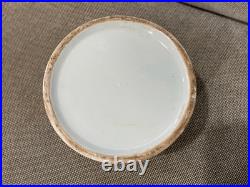 Vintage Chinese Porcelain Round Covered Jar with Floral & Birds Decoration