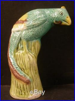 Vintage Chinese Porcelain Sancai Glazed Bird Figurine Statue Export Asian Parrot