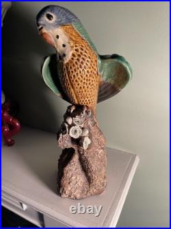 Vintage Chinese Pottery Figurine 12 Parrot Parakeet Bird