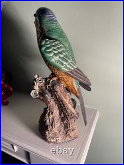 Vintage Chinese Pottery Figurine 12 Parrot Parakeet Bird