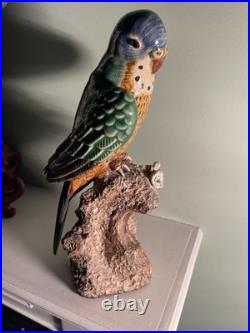 Vintage Chinese Pottery Figurine 12 Parrot Parakeet Bird