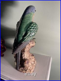Vintage Chinese Pottery Figurine 12 Parrot Parakeet Bird