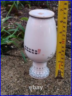 Vintage Chinese Republic Porcelain Vase Famille Rose Birds