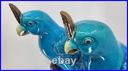 Vintage Chinese Turquoise Cockatoo Parrot Figurines Pair 14 PRC Ceramic Marked Vintage Chinese Turquoise Cockatoo Parrot Figurines Pair 14 PRC Ceramic Marked